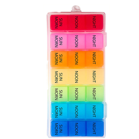 Boîte de comprimés de médicaments hebdomadaire colorée amovible