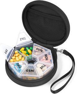 Boîte à pilules de voyage portable de qualité supérieure avec sac à fermeture éclair