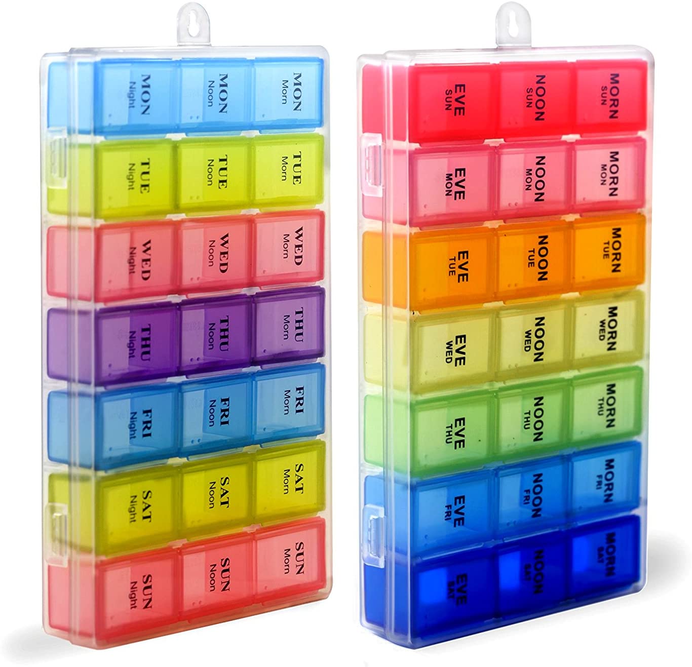Boîte de comprimés de médicaments hebdomadaire colorée amovible