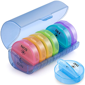 Conteneur de pilule hebdomadaire coloré rond pour la médecine