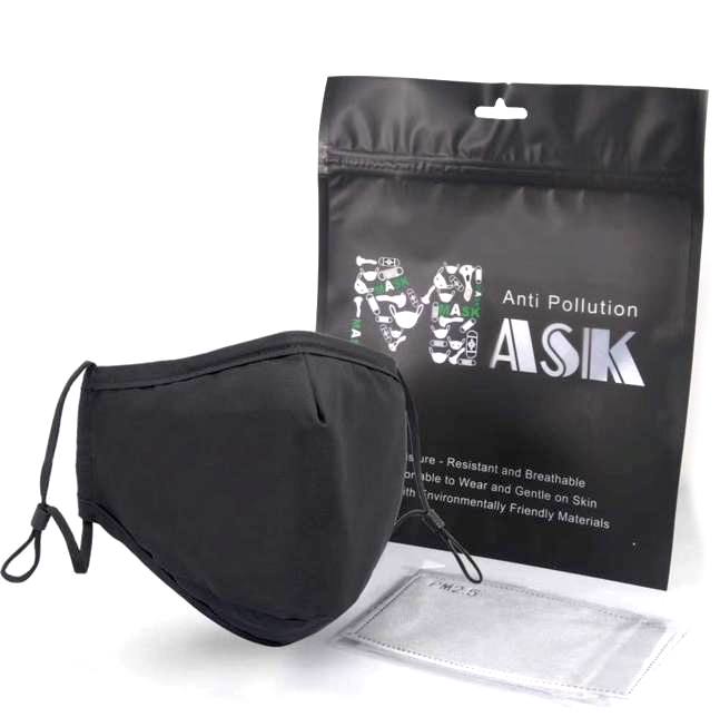 Logo personnalisé masque de coton noir 3 couches imprimé avec filtre à charbon