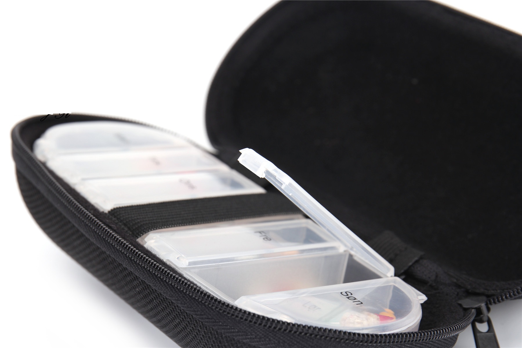 Pilulier hebdomadaire en plastique à 7 compartiments avec étui à lunettes