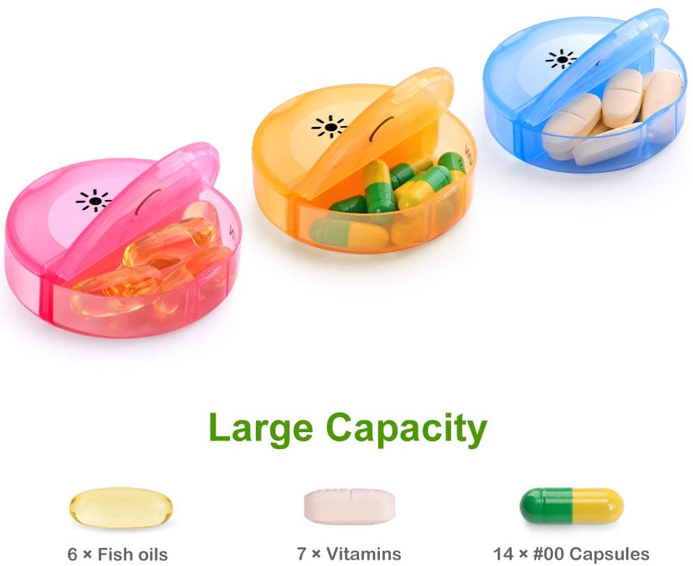 Pilulier quotidien en plastique noir portable pour vitamine