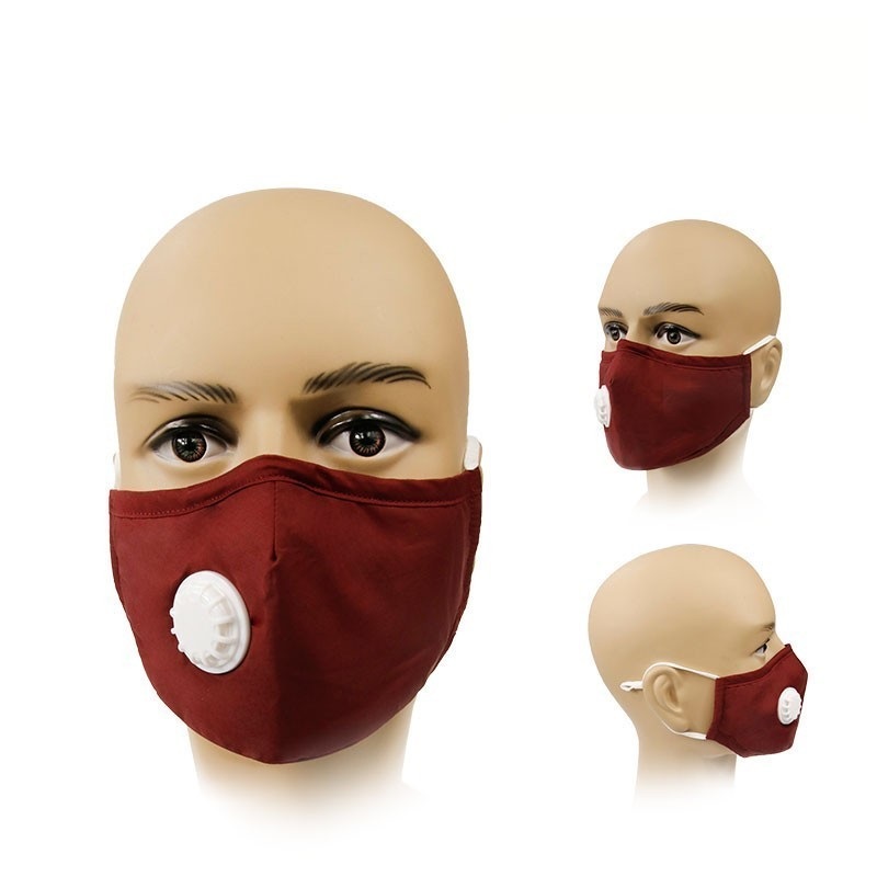 Masque de coton rouge de 3 couches rouge sur mesure avec filtre à charbon et soupape respiratoire